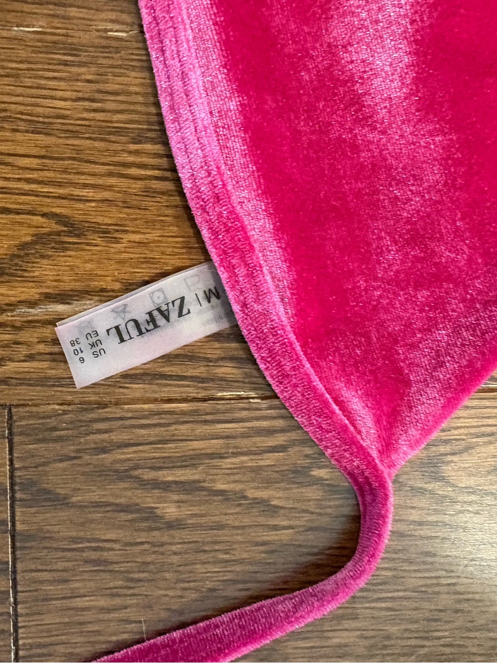 Zaful Hot Pink Velvet Triangle String Bikini - Picture 2 of 3